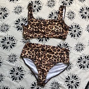 Boohoo Plus 2 Piece Leopard Bikini Sz 12